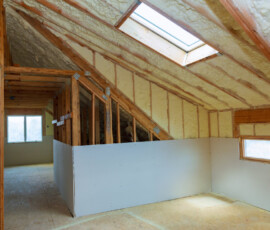 termal insulation installing at the attic insulation of the house
